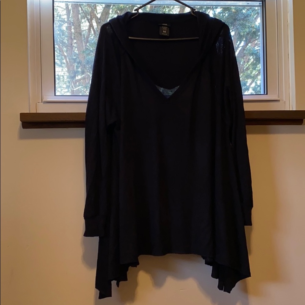 Black Asymmetrical Hooded Sweater